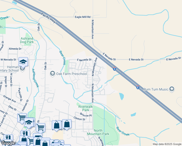 map of restaurants, bars, coffee shops, grocery stores, and more near 614 Fair Oaks Court in Ashland