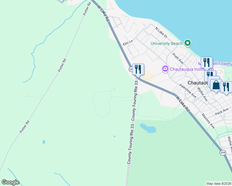 map of restaurants, bars, coffee shops, grocery stores, and more near 4717 Chautauqua-Stedman Road in Mayville