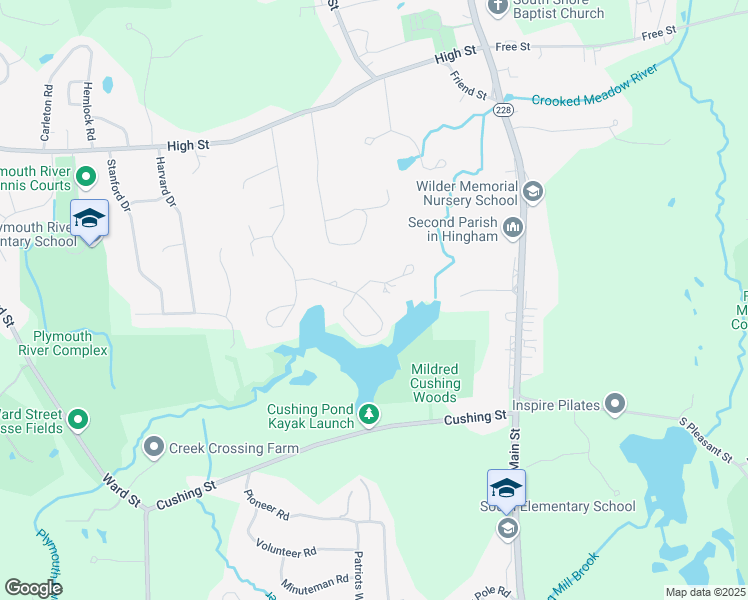 map of restaurants, bars, coffee shops, grocery stores, and more near 35 Howland Lane in Hingham