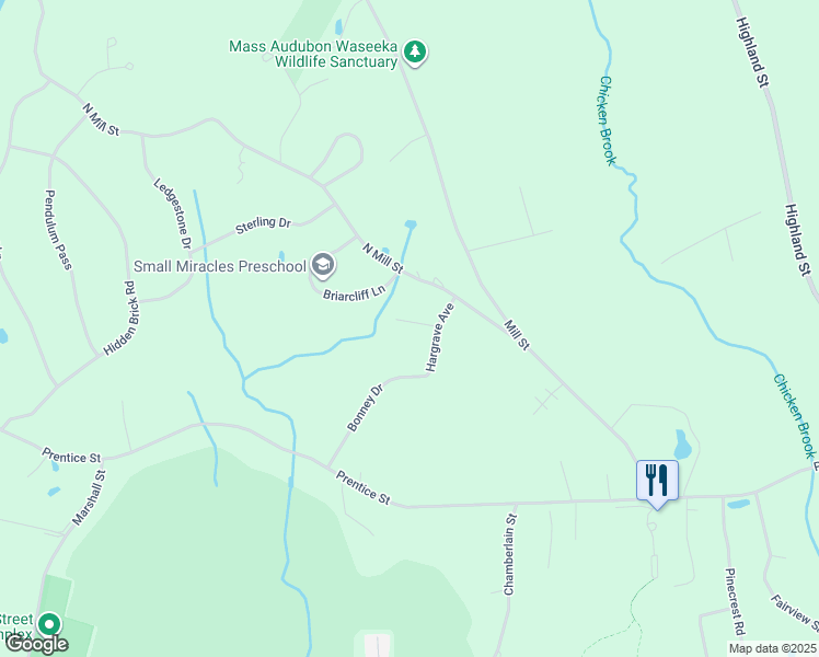 map of restaurants, bars, coffee shops, grocery stores, and more near 20 Kathryn Lane in Holliston