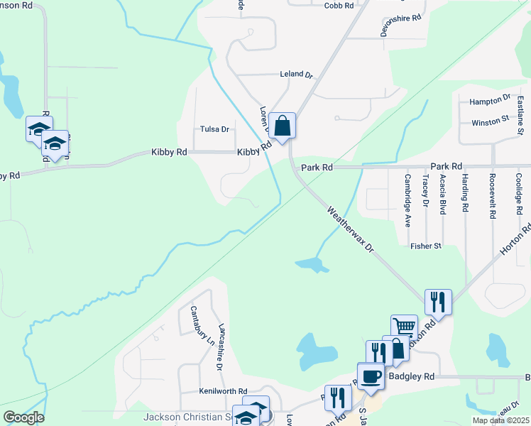 map of restaurants, bars, coffee shops, grocery stores, and more near 31 Natural Lane in Jackson