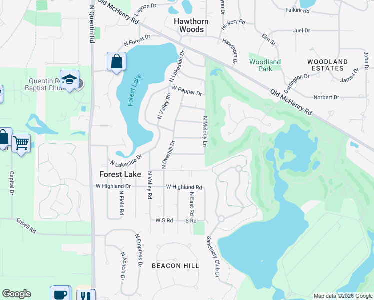 map of restaurants, bars, coffee shops, grocery stores, and more near 21336 West Starry Lane in Lake Zurich