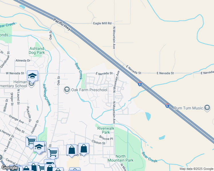 map of restaurants, bars, coffee shops, grocery stores, and more near 614 Fair Oaks Court in Ashland