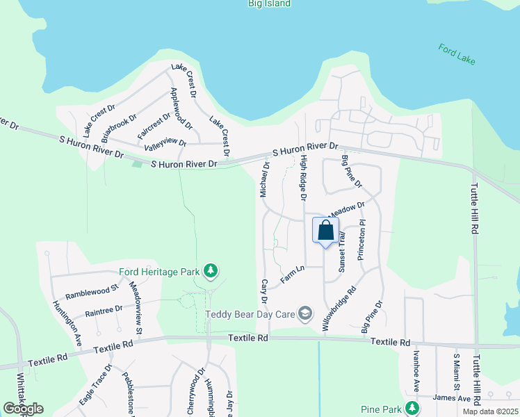 map of restaurants, bars, coffee shops, grocery stores, and more near 5583 Cary Drive in Ypsilanti