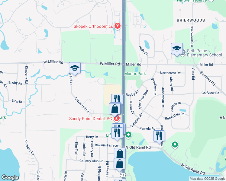 map of restaurants, bars, coffee shops, grocery stores, and more near 675 North Rand Road in Lake Zurich