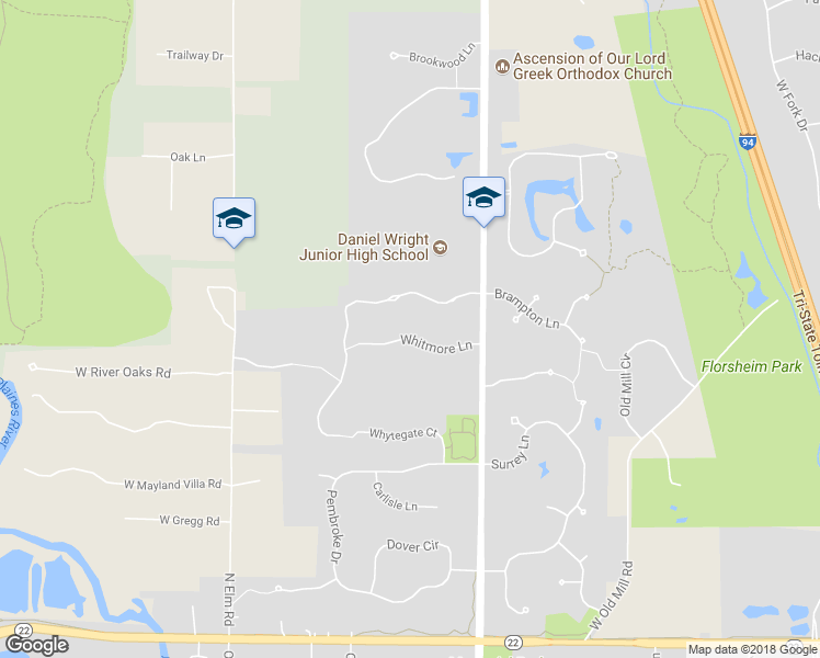 map of restaurants, bars, coffee shops, grocery stores, and more near 313 Whitmore Lane in Lake Forest