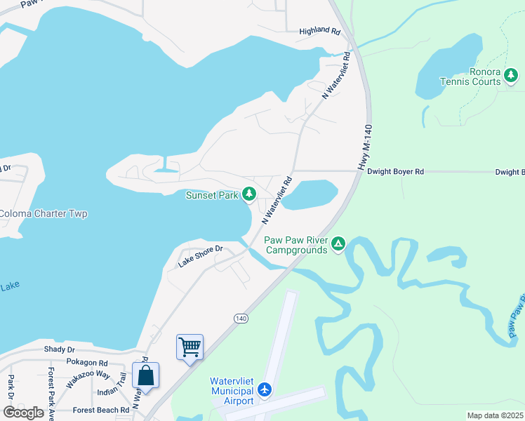map of restaurants, bars, coffee shops, grocery stores, and more near 8690 Lake Avenue in Watervliet