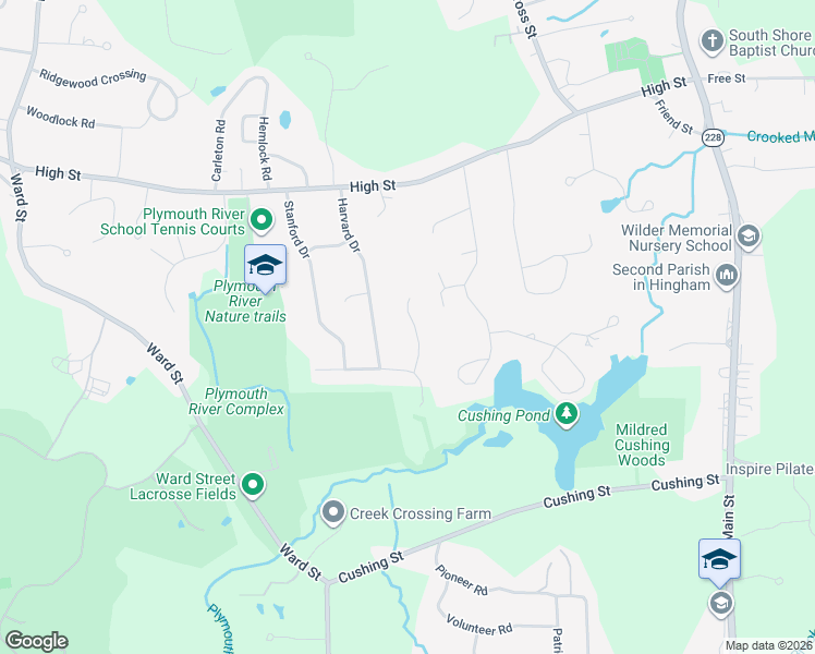 map of restaurants, bars, coffee shops, grocery stores, and more near 9 Blackhorse Lane in Hingham