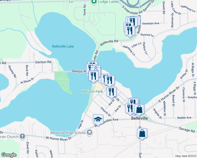 map of restaurants, bars, coffee shops, grocery stores, and more near 535 North Liberty Street in Belleville