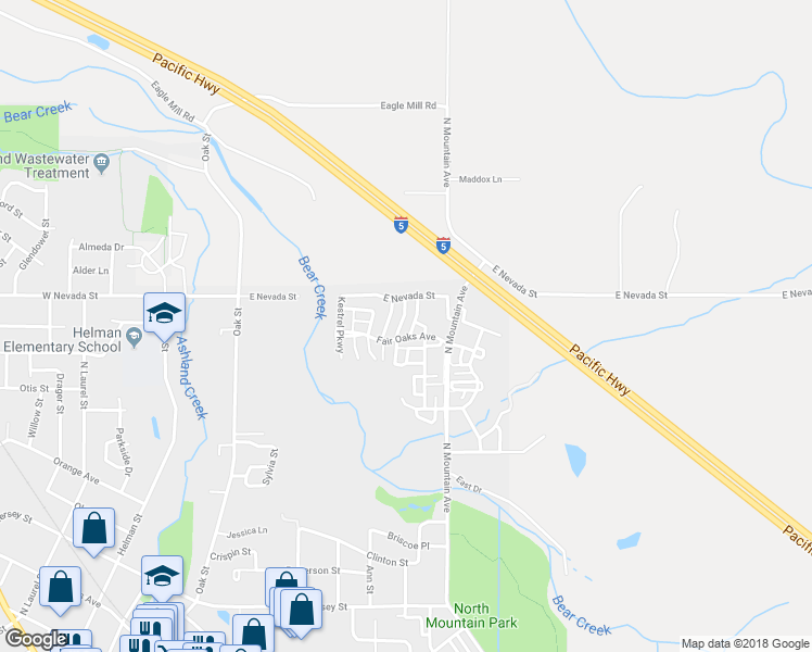 map of restaurants, bars, coffee shops, grocery stores, and more near 988 Overlook Drive in Ashland