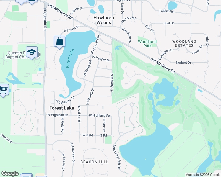 map of restaurants, bars, coffee shops, grocery stores, and more near 23378 Cherry Road in Lake Zurich