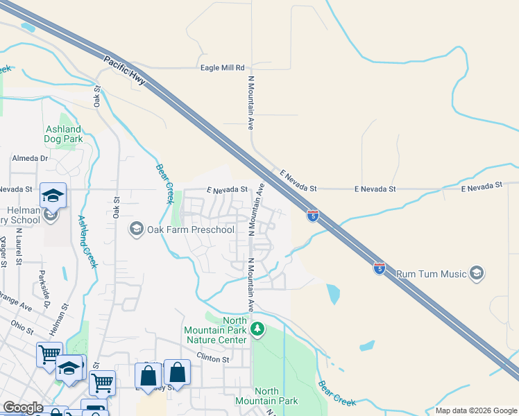 map of restaurants, bars, coffee shops, grocery stores, and more near 905 Skylark Place in Ashland