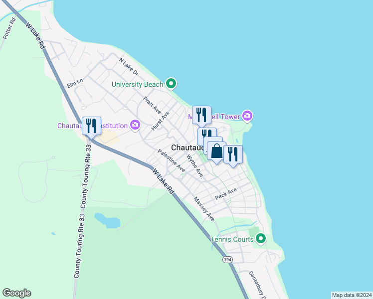map of restaurants, bars, coffee shops, grocery stores, and more near 1 Ames Avenue in Mayville
