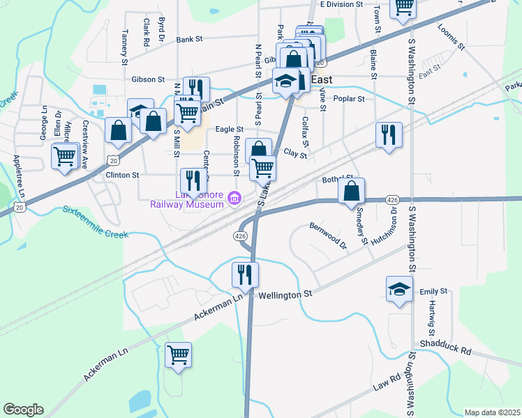 map of restaurants, bars, coffee shops, grocery stores, and more near 2 Grahamville Street in North East
