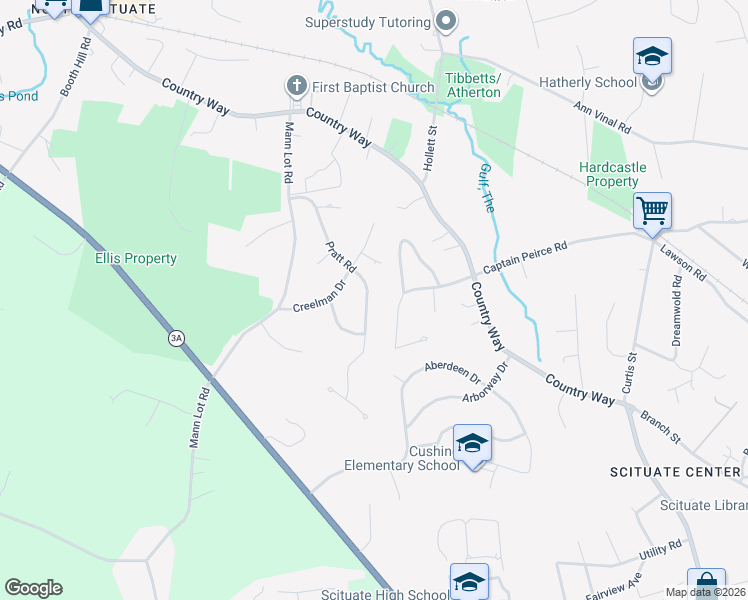 map of restaurants, bars, coffee shops, grocery stores, and more near 50 Hatchet Rock Road in Scituate