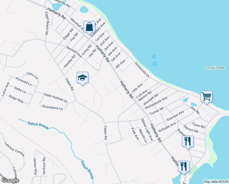 map of restaurants, bars, coffee shops, grocery stores, and more near 1 Brand Boulevard in Scituate