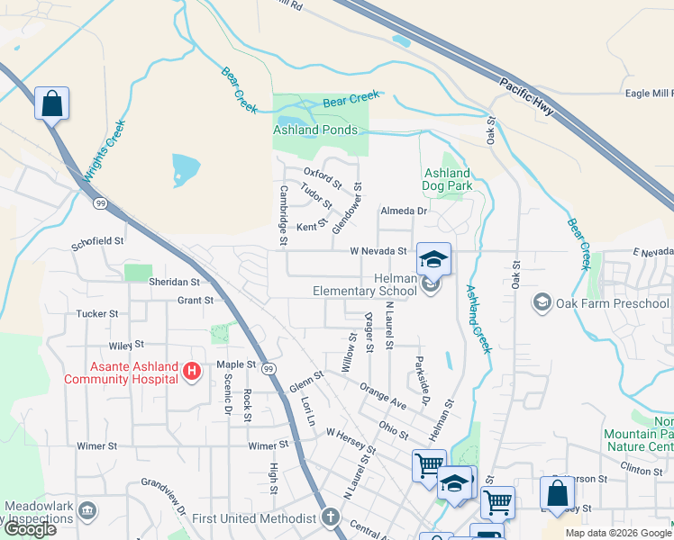 map of restaurants, bars, coffee shops, grocery stores, and more near 275 Cambridge Street in Ashland