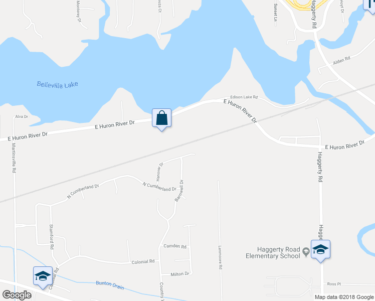 map of restaurants, bars, coffee shops, grocery stores, and more near 42268 Hanover Drive in Belleville