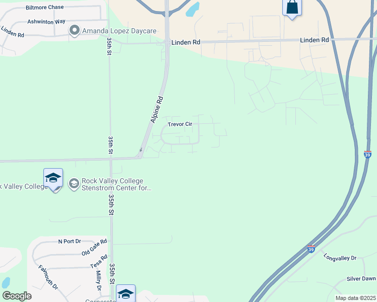 map of restaurants, bars, coffee shops, grocery stores, and more near 4973 Hampshire Close in Rockford