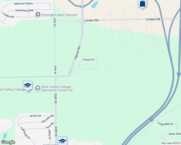 map of restaurants, bars, coffee shops, grocery stores, and more near 4973 Hampshire Close in Rockford