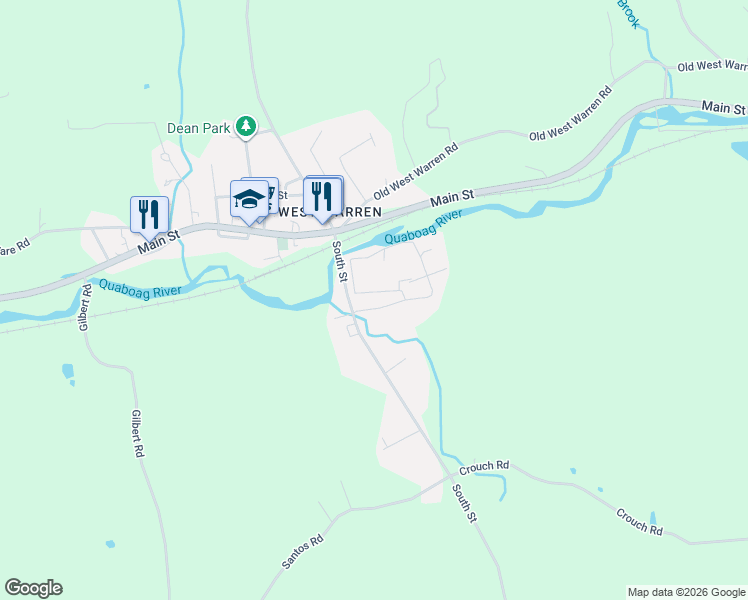 map of restaurants, bars, coffee shops, grocery stores, and more near 85 South Street in Warren