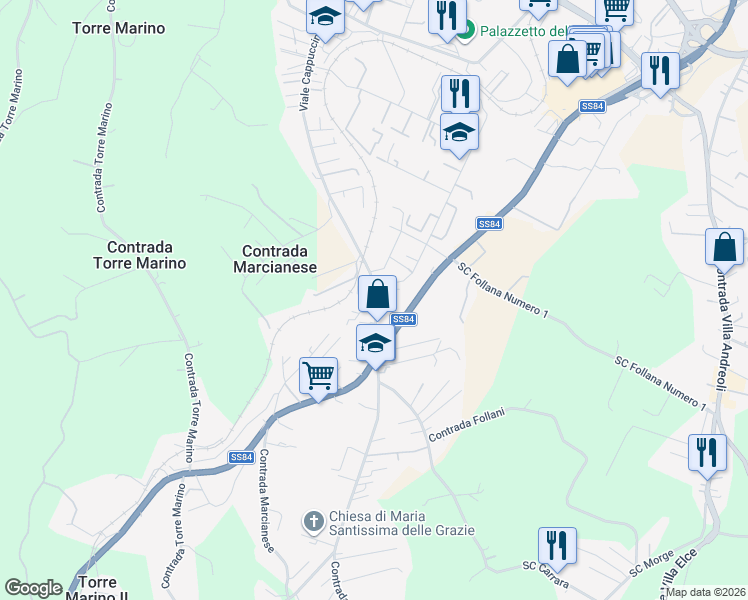 map of restaurants, bars, coffee shops, grocery stores, and more near 176 Contrada Marcianese in Lanciano