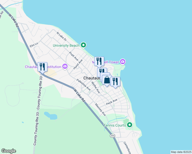 map of restaurants, bars, coffee shops, grocery stores, and more near 1 Ames Avenue in Mayville