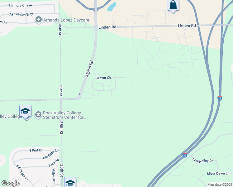 map of restaurants, bars, coffee shops, grocery stores, and more near 4973 Hampshire Close in Rockford