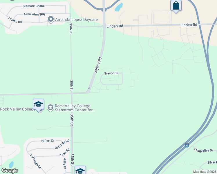 map of restaurants, bars, coffee shops, grocery stores, and more near 4529 Governor's Drive in Rockford