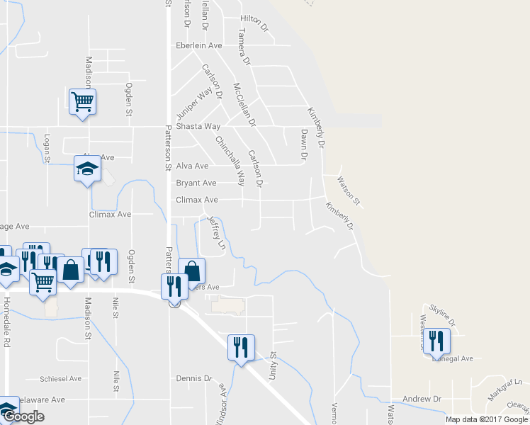 map of restaurants, bars, coffee shops, grocery stores, and more near 2007 Carlson Drive in Klamath Falls