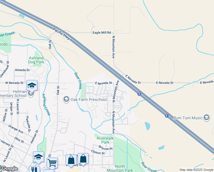 map of restaurants, bars, coffee shops, grocery stores, and more near 601 Fair Oaks Avenue in Ashland