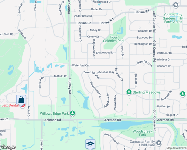 map of restaurants, bars, coffee shops, grocery stores, and more near 1116 Dovercliff Way in Crystal Lake