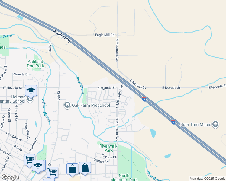 map of restaurants, bars, coffee shops, grocery stores, and more near 955 North Mountain Avenue in Ashland
