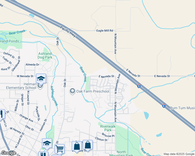 map of restaurants, bars, coffee shops, grocery stores, and more near 375 Stoneridge Avenue in Ashland