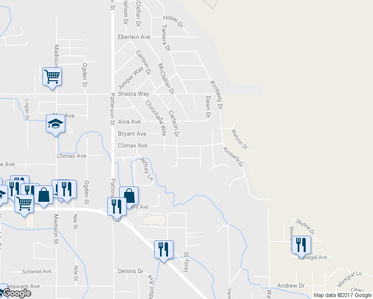 map of restaurants, bars, coffee shops, grocery stores, and more near 2007 Carlson Drive in Klamath Falls