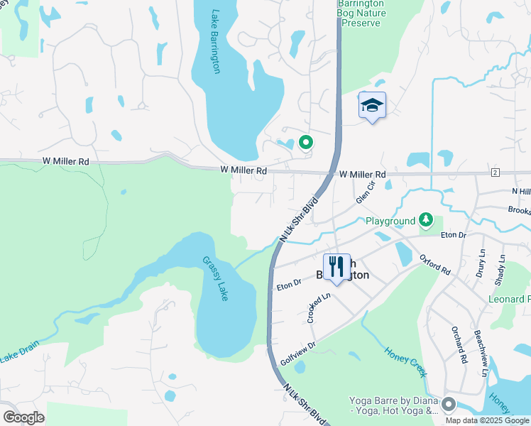 map of restaurants, bars, coffee shops, grocery stores, and more near 615 Border Lane in North Barrington