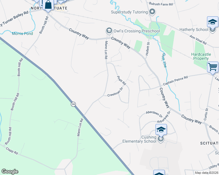 map of restaurants, bars, coffee shops, grocery stores, and more near 22 Creelman Drive in Scituate