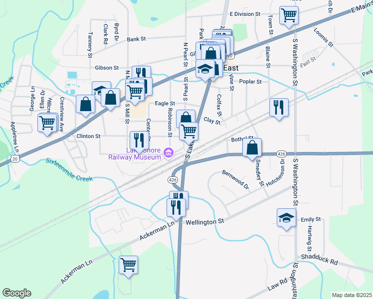 map of restaurants, bars, coffee shops, grocery stores, and more near 2 Grahamville Street in North East