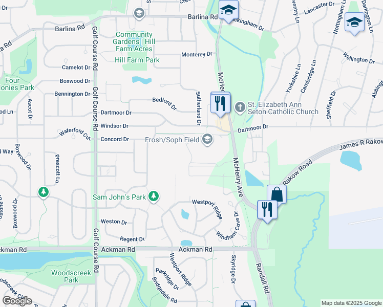 map of restaurants, bars, coffee shops, grocery stores, and more near 1200 McHenry Avenue in Crystal Lake