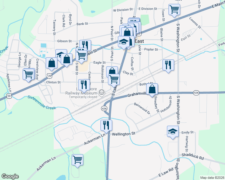 map of restaurants, bars, coffee shops, grocery stores, and more near 2 Grahamville Street in North East