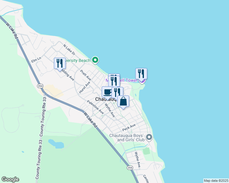map of restaurants, bars, coffee shops, grocery stores, and more near 8 Vincent Avenue in Mayville