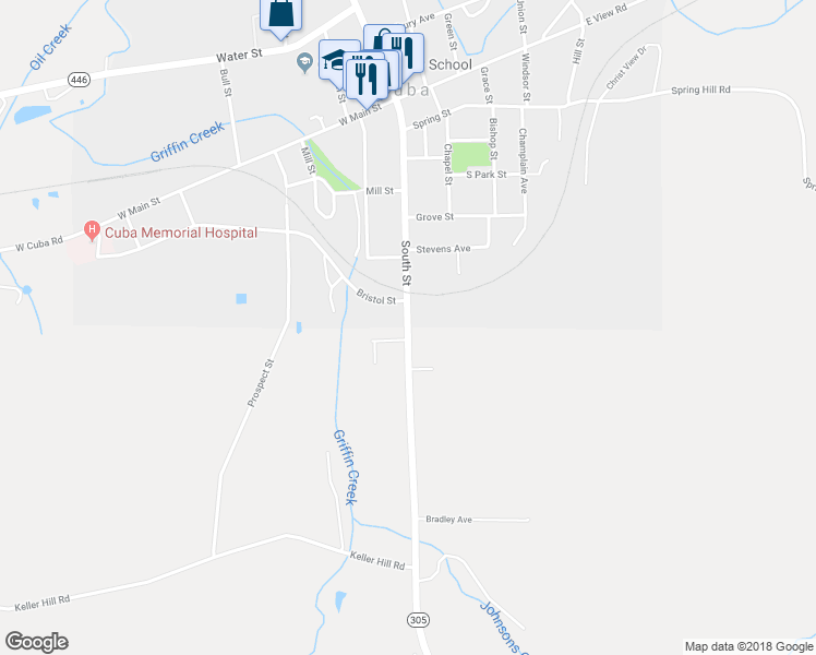 map of restaurants, bars, coffee shops, grocery stores, and more near 105 South St in Cuba