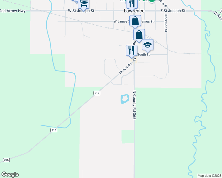 map of restaurants, bars, coffee shops, grocery stores, and more near 3 Corwin Road in Lawrence