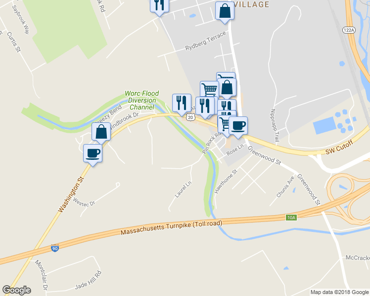 map of restaurants, bars, coffee shops, grocery stores, and more near 12 Pin Rock Road in Auburn