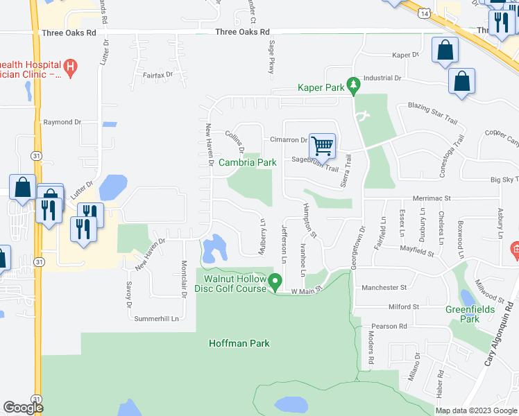 map of restaurants, bars, coffee shops, grocery stores, and more near 1322 Mulberry Lane in Cary