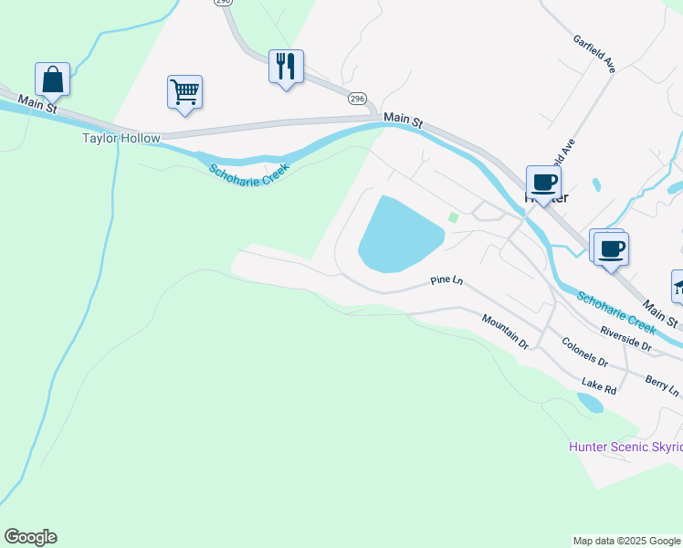 map of restaurants, bars, coffee shops, grocery stores, and more near 601 Hunter Lane in Lanesville