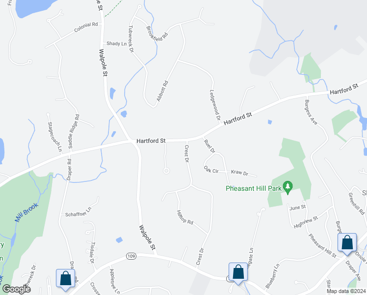 map of restaurants, bars, coffee shops, grocery stores, and more near 1 Crest Drive in Dover