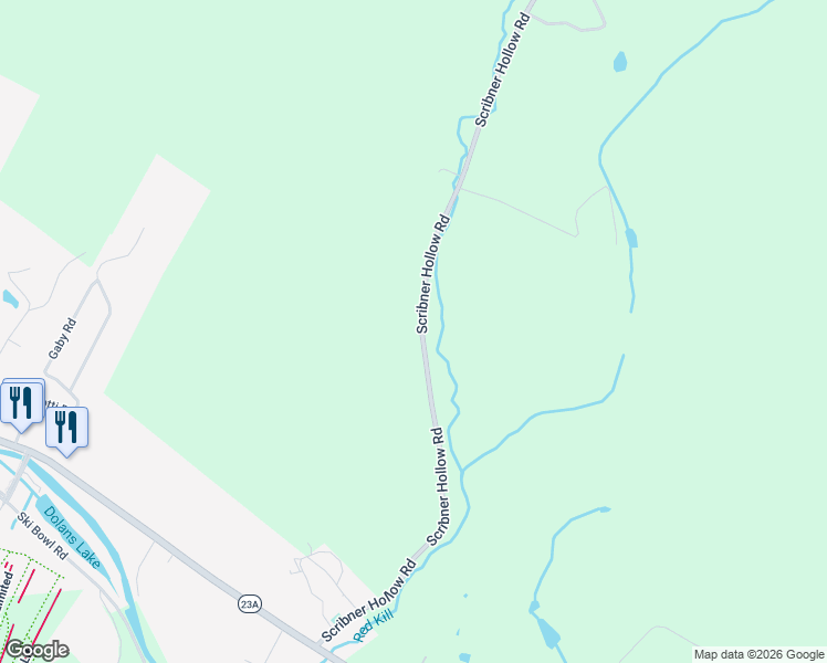 map of restaurants, bars, coffee shops, grocery stores, and more near 265 Scribner Hollow Road in Hunter