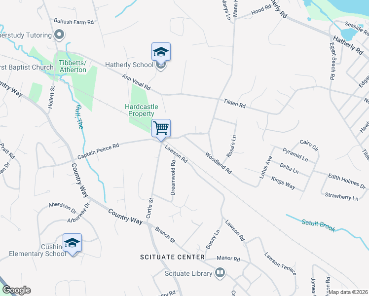 map of restaurants, bars, coffee shops, grocery stores, and more near 8 Woodland Road in Scituate