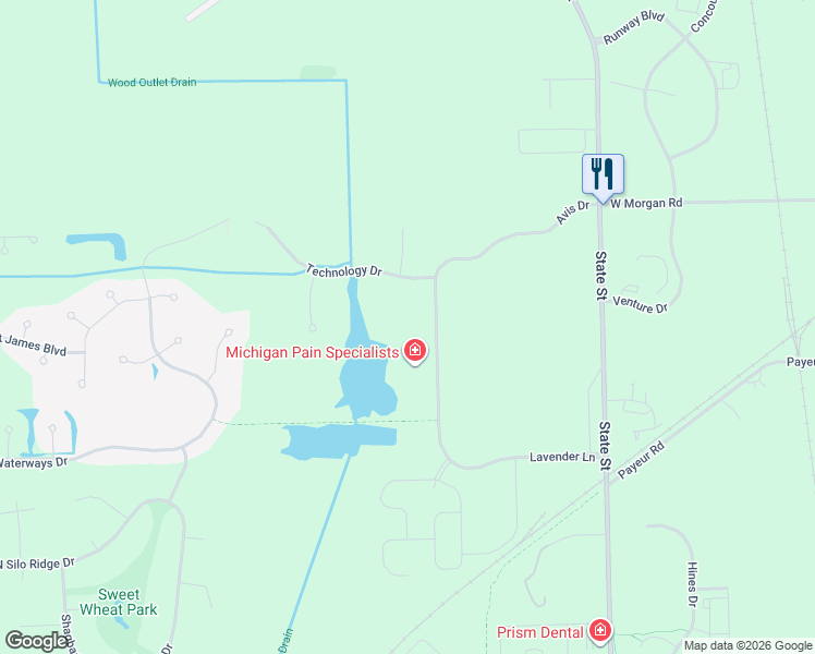 map of restaurants, bars, coffee shops, grocery stores, and more near 650 Avis Drive in Ann Arbor